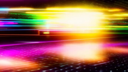 Poster - Luminescent lines racing across geometric grid, generating vibrant digital landscape with pulsing energy and dynamic light interaction