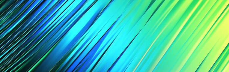 Fototapete - Futuristic diagonal striped gradient with vibrant blue and green hues creating a mesmerizing visual effect