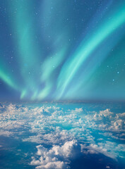 Wall Mural - amazing aurora borealis above the clouds