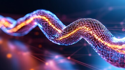 Leinwandbilder - Glowing Purple Blue Orange Helix 3D Render Abstract