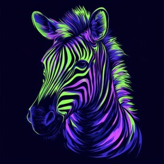  Abstract zebra design with alternating neon red and yellow lines on a black background 
