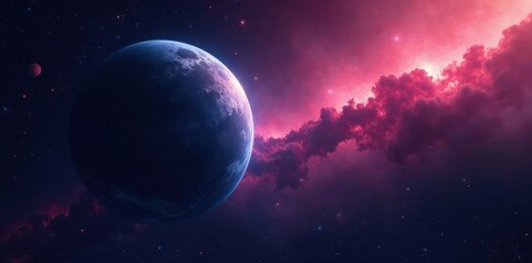 Wall Mural - Giant gas planet dominates star field, nebula backdrop , science, digital art, fiction