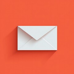 Poster - White Envelope on Orange Background, Digital Illustration