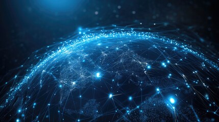 Fototapete - Global Network Connections, A Digital Earth Visualization