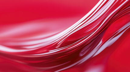 Poster - Vibrant red abstract waves create dynamic and fluid visual experience