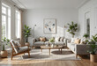 © muhammadHafeez - Contemporary bright living room with neutral colors, cozy furniture, and modern decor elements.