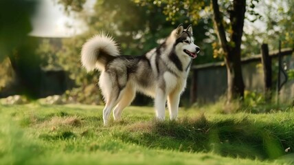  Portrait of a happy Husky dog