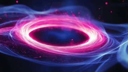 Poster - Vibrant Swirling Vortex of Pink and Blue Light Ethereal Cosmic Energy and Mystery in Dark Space with Glowing Swirling Energy Ring and Dynamic Motion