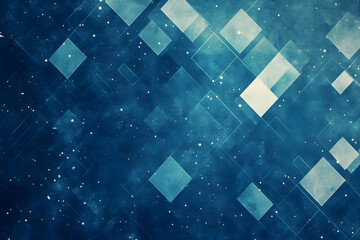 Poster - Abstract Blue Squares and Dots Background, A Dynamic Composition for Modern Design and Creative Projects Featuring Geometric Shapes and Textured Surface
