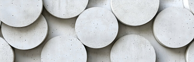 Poster - Abstract geometric composition featuring overlapping concrete circles, creating a minimalist, textured background with subtle tonal variations and a modern architectural feel