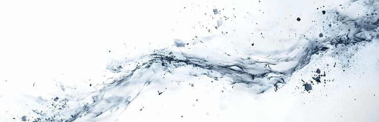 Poster - Abstract Water Flow Painting with Splashes, A Dynamic Composition with Fluid Forms and Subtle Textures that Evokes Movement and Elegance