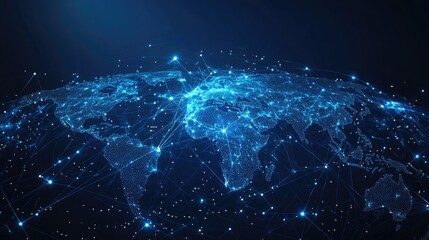 Poster - Global Network Connections, A Digital World Map