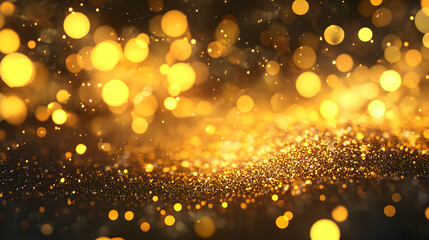 Poster - Captivating Golden Bokeh, A Luxurious Tapestry of Light and Shadow, Perfect for Festive Celebrations and Elegant Backgrounds. Shimmering Elegance and Warmth.