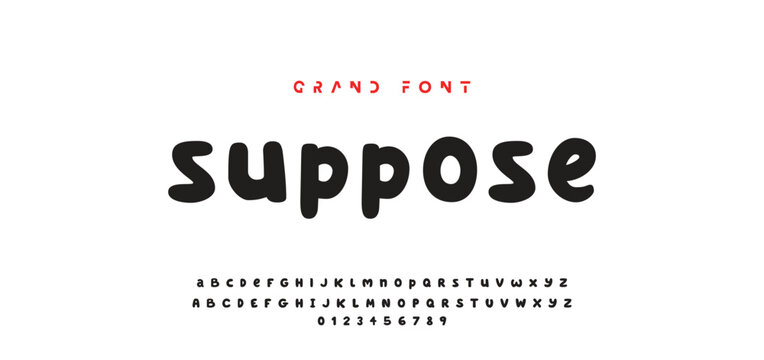 Children's bright cartoon font. ABC letters and numbers are painted creatively. Bright shiny alphabet. Cut out of paper. For birthday cards, banners, and posters. Vector