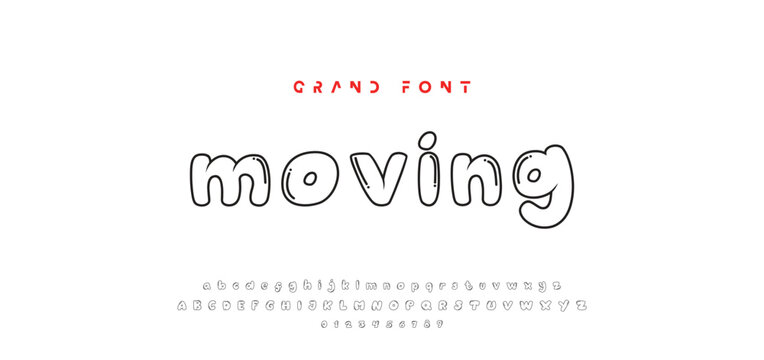 Children's bright cartoon font. ABC letters and numbers are painted creatively. Bright shiny alphabet. Cut out of paper. For birthday cards, banners, and posters. Vector