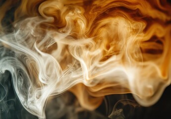 Poster - Abstract patterns of swirling smoke in shades of orange and white creating ethereal textures in a mystical and captivating background for artistic projects