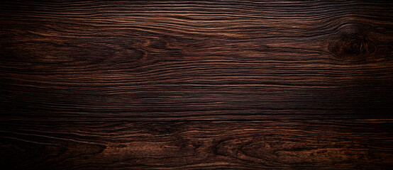 Poster - Dramatic deep brown wood background with rich grain patterns and textured surface, perfect for rustic and natural design elements creating a sense of warmth
