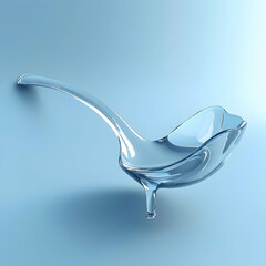 Poster - Elegant liquid sculpture, A glass-like ladle defying gravity, suspended against a soft gradient backdrop, capturing the purity and fluidity of water in a minimalist art form