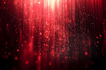 Poster - Elegant Red Particle Stream Background with Sparkling Bokeh Lights