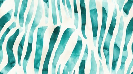Wall Mural - A watercolor-inspired zebra skin pattern with soft brush strokes in shades of teal and aqua. .