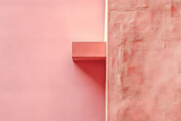 Aufkleber - Minimalist Architecture, An abstract composition featuring a pink stucco wall with geometric shapes casting soft shadows, creating a visually appealing design
