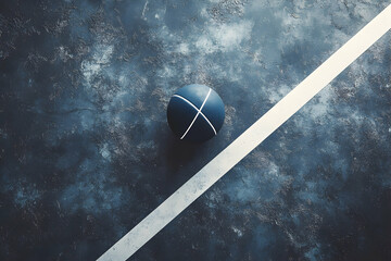 Poster - minimalist abstract still life, sphere and stripe on textured dark surface