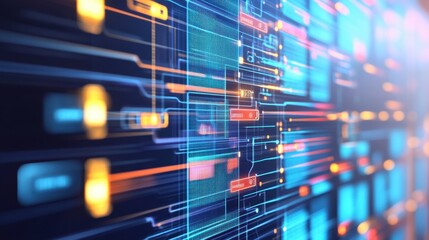 A computer screen with a lot of lines and colors
