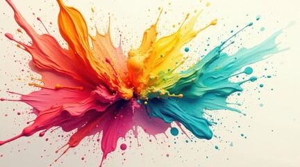 Wall Mural - vibrant hues exploding in a symphony of color, a dynamic abstract art splash