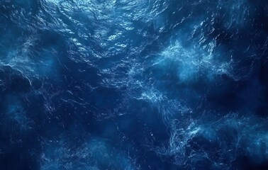 Poster - Deep Blue Ocean Water Surface with Gentle Waves and Reflections Capturing the Serenity and Beauty of Seascape in Natural Underwater Scene