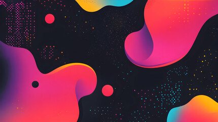 Poster - vibrant abstract shapes on dark backdrop, a modern and dynamic design, ideal for backgrounds, wallpa