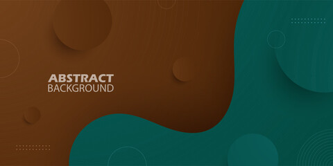 Wall Mural - abstract dark brown and green wave 3d background. circle pattern on fluid shapes design. eps10 vecto