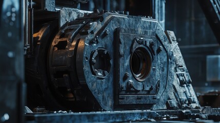 Poster - A close up view of a large industrial machine part