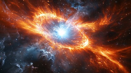 a pulsar star radiating energetic beams in a cosmic storm