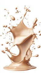 Poster - Dynamic Splash of Creamy Liquid Against White Background Perfect for Food, Beverage, and Artistic Concepts in Advertising Photography