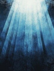 Poster - Ethereal Light Rays Through Dark Water Creating Mystical Atmosphere in Abstract Digital Art for Background or Wallpaper Use