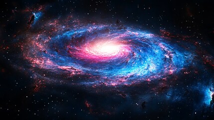 a neon galaxy spinning with electric blue and pink spirals of energy