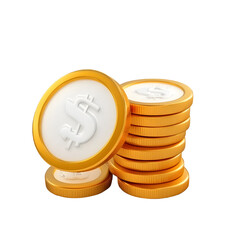 Aufkleber - A 3D rendered stack of shiny golden coins neatly arranged to symbolize financial growth investment opportunities and growing wealth