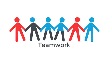 Poster - Sleek and Modern Teamwork Icon Showcasing Interconnected Abstract Human Figures Forming a Dynamic Loop Representing Leadership for Business Startup and Workplace Themes
