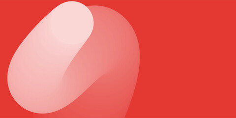 Poster - minimalist abstract artwork featuring a red and pink translucent curvy shape on a red background, co