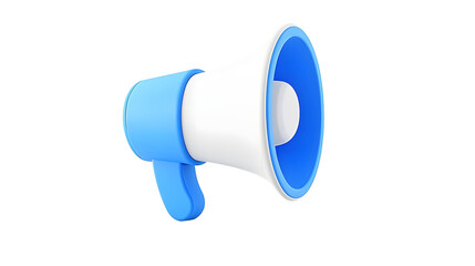 Poster - Futuristic Digital Blue Loudspeaker 3D Icon Symbolizing Media Broadcast Sound Alert and Public Speaking Concepts  The Rendering is Set Against a Transparent Background