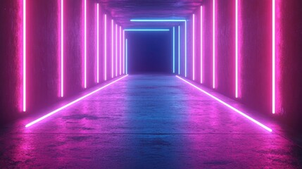 Leinwandbilder - d neon lines forming a grid in motion, glowing softly, with ample space for creative additions and t
