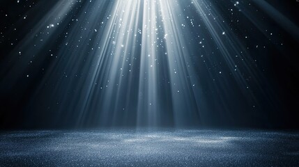 Poster - A diffused beam of light falling softly over an empty space, gradually fading to a dark background, perfect for adding text.