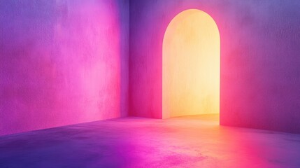 Poster - A gentle light illuminating an empty space, with smooth gradients fading from warm tones to cool, inviting viewers to add their design.