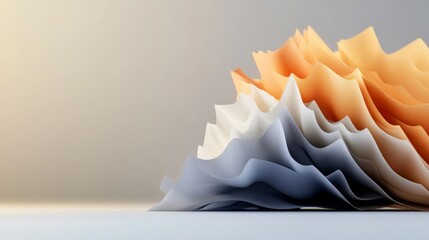 Poster - Abstract paper wave structures in soft pastel colors showcasing texture and layering in a minimalist style