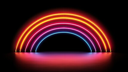 Poster - A neon-like glow spreading out in rays, casting a soft light against a dark background with enough room for copy.