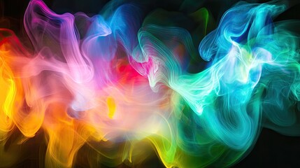 Poster - A neon-like glow spreading out in rays, casting a soft light against a dark background with enough room for copy.