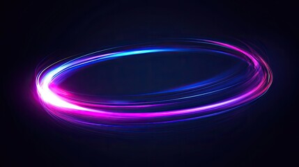 Poster - Circular motion light effects with trailing colors fading across a dark background, offering empty space for text or design.