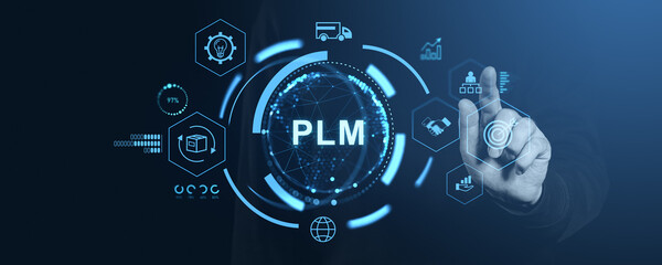Poster - plm concept with futuristic interface.