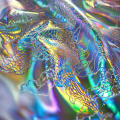 Poster - A close-up of the backside of an iridescent holographic fabric