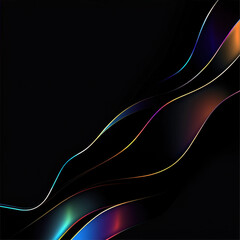 Canvas Print - Graceful lines of rainbow colors on a black background
